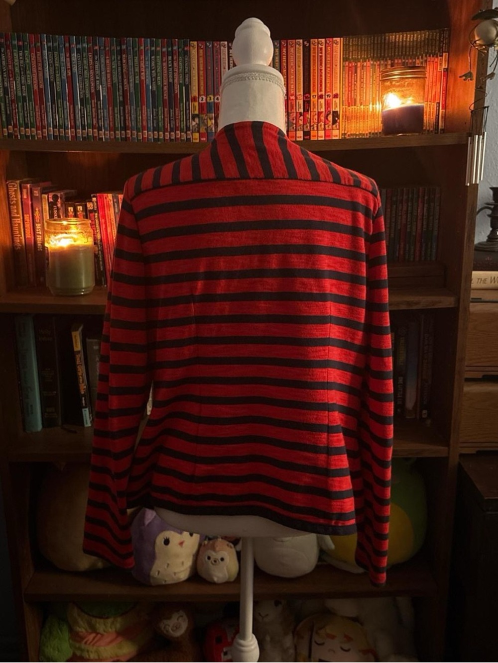 Striped Red and Navy Women's Blazer Jacket - Picture 3 of 4